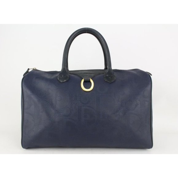 Dior Navy Blue Monogram Trotter Boston Bag 812da5 - Picture 1 of 12